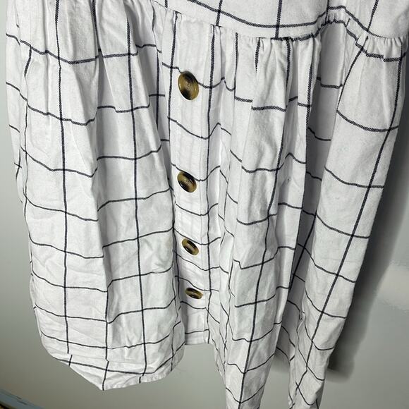 ASOS Black and White Window Pane Plaid Button Detail Tie Shoulder Dress Sz 2 - Picture 2 of 9